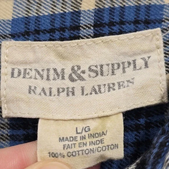 Denim & Supply Womens Plaid Button Up Shirt Blue Size Large Long Sleeve Casual - Picture 6 of 12